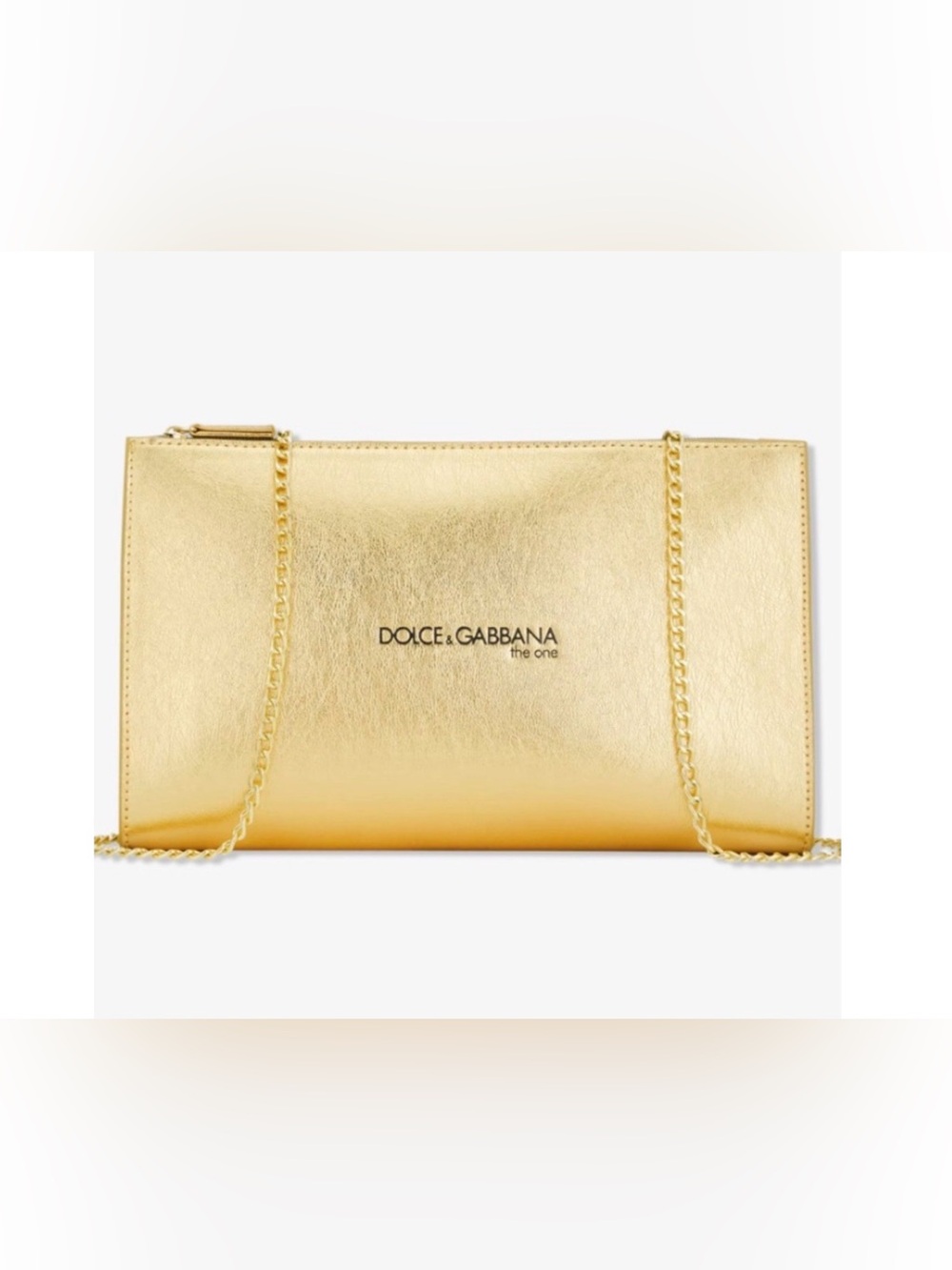 Dolce & Gabbana Gold Leather Shoulder Bag with Chain Strap